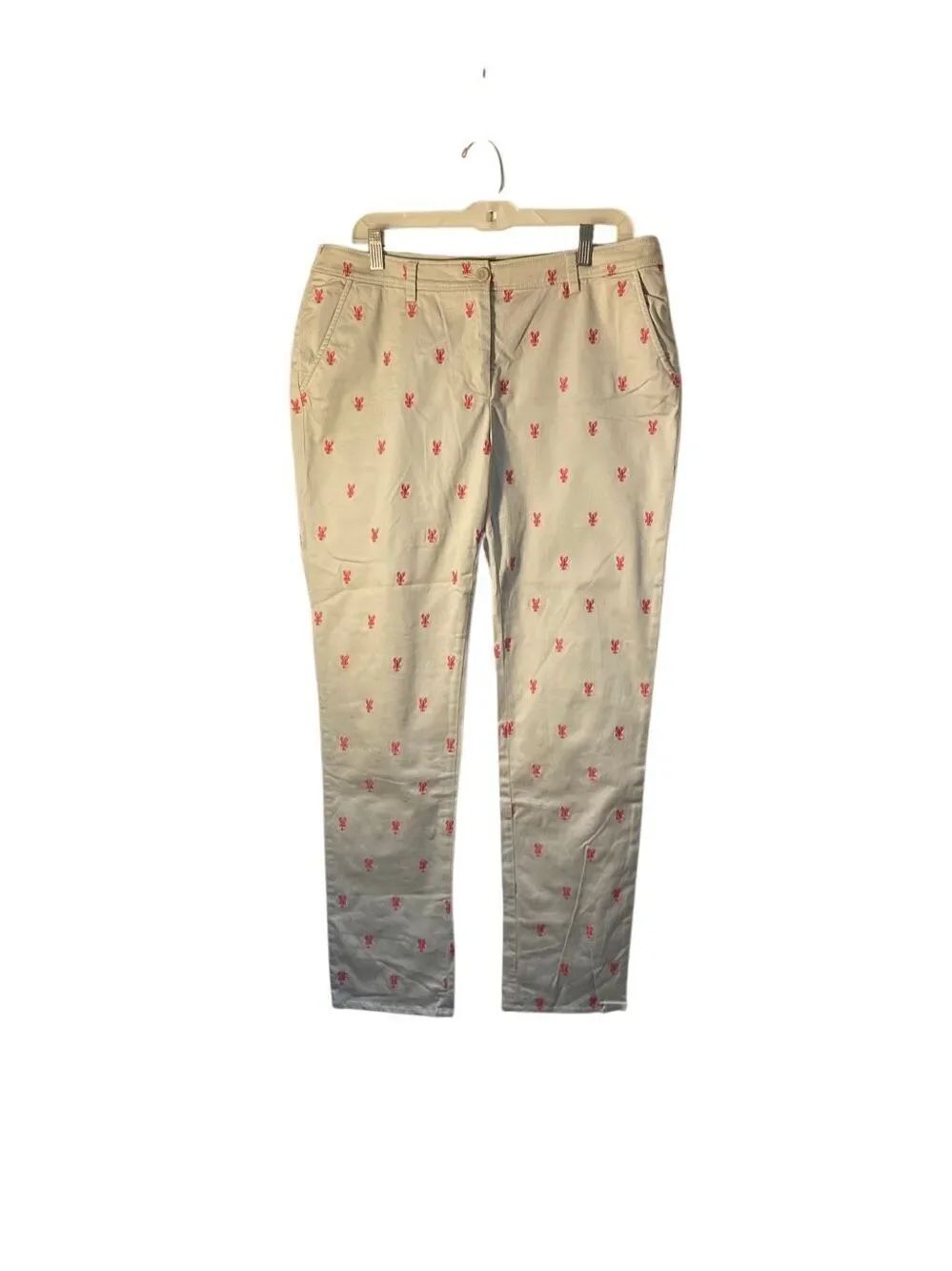 C. Wonder khaki embroidered lobster, print, beachy nautical pants 12